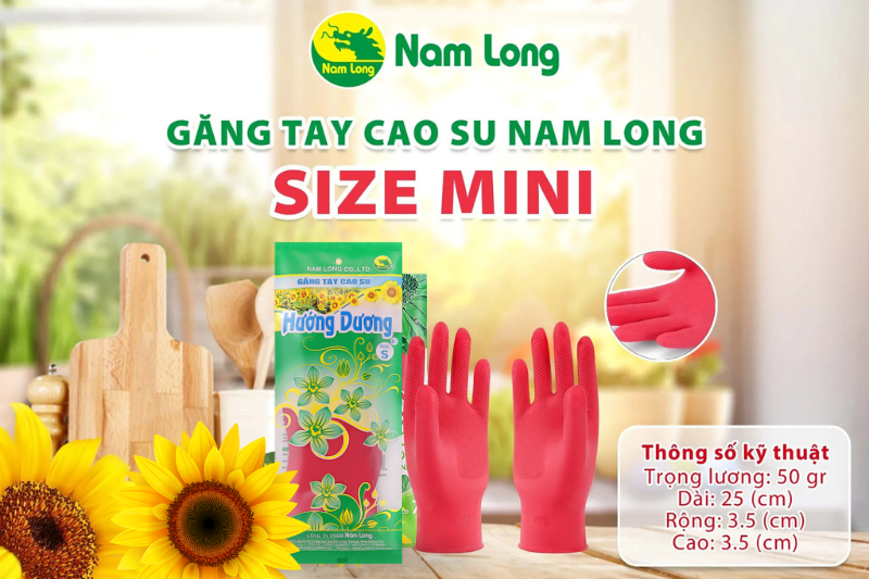 Găng tay cao su rửa chén Nam Long size mini 6 – 25cm