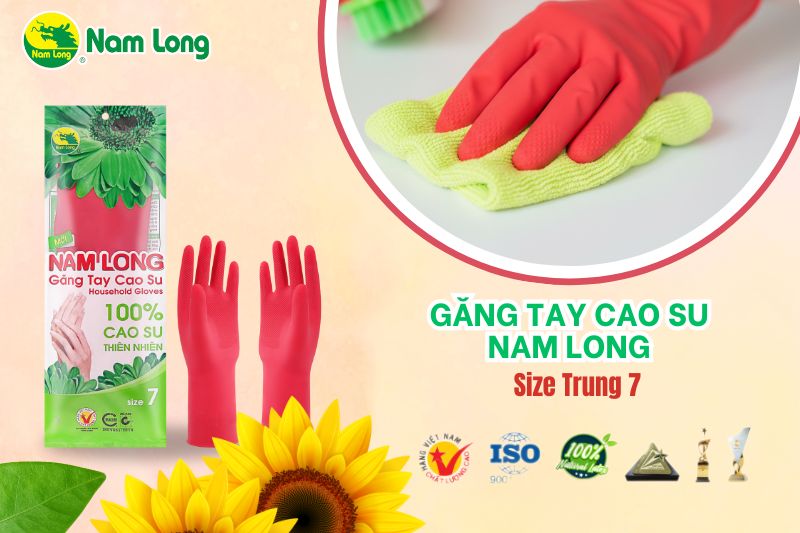 www.namlongglove.com Găng tay cao su vệ sinh Nam Long size Trung 7 32cm