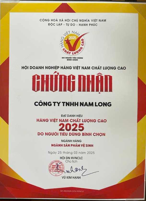 Găng tay cao su Nam Long 13 năm liên tiếp đạt danh hiệu Hàng Việt Nam Chất Lượng Cao