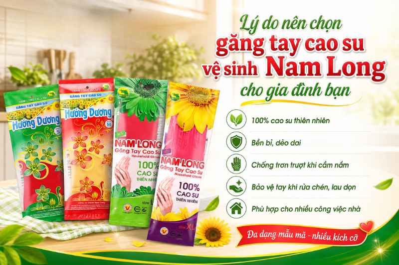 Găng tay cao su dọn dẹp vệ sinh Nam Long găng tay cao su Nam Long
