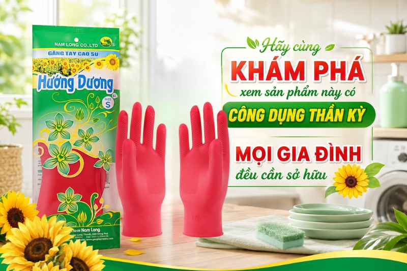 Găng tay cao su dọn dẹp vệ sinh Nam Long găng tay cao su Nam Long