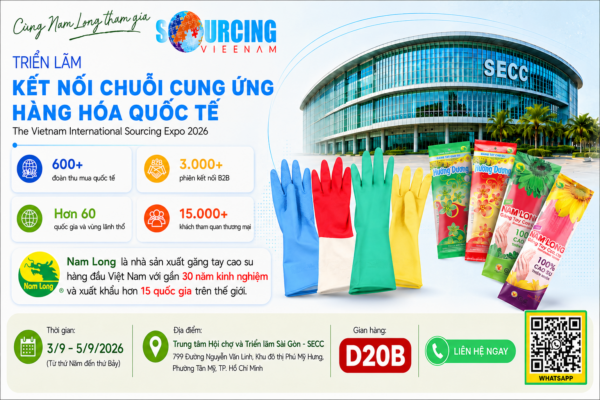 Găng tay cao su Nam Long tham gia Vietnam International Sourcing 2026 – Kết nối để cùng phát triển