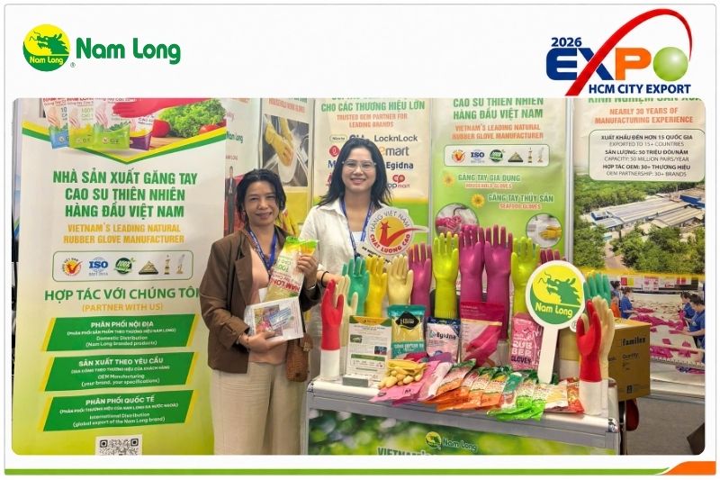 Gian hàng găng tay cao su Nam Long tại HCMC EXPORT 2026