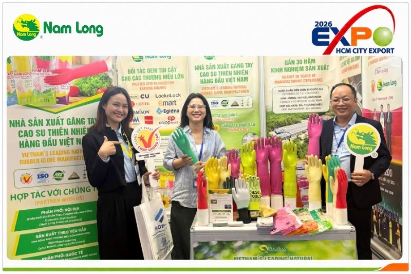 Gian hàng găng tay cao su Nam Long tại HCMC EXPORT 2026