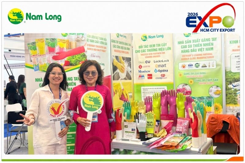 Gian hàng găng tay cao su Nam Long tại HCMC EXPORT 2026